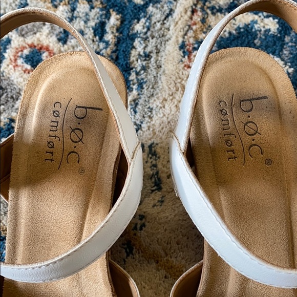 White Cork Heel Wedges - Picture 6 of 7